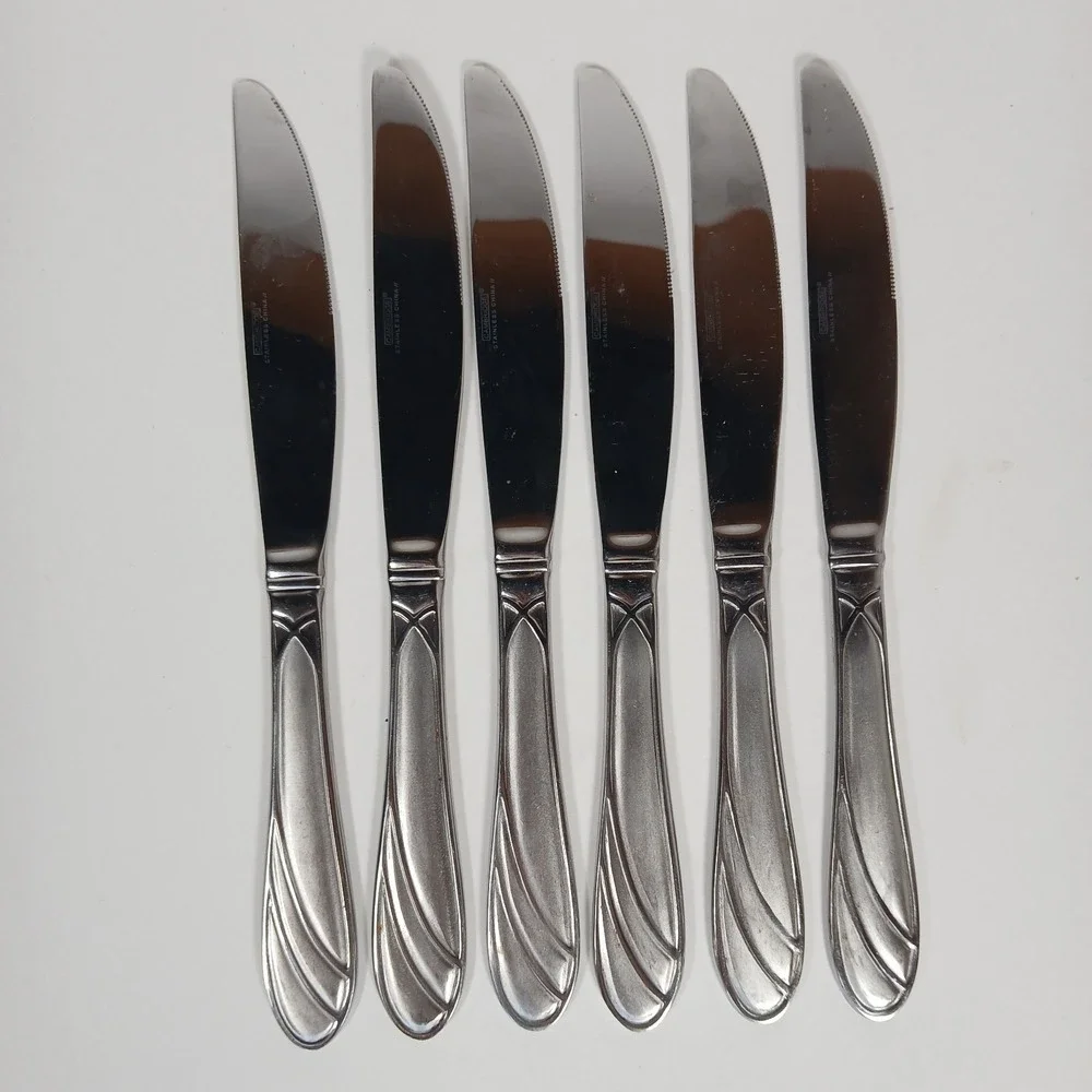 (6) Cambridge Medina Knives Stainless Steel Silverware Glossy Satin Frosted